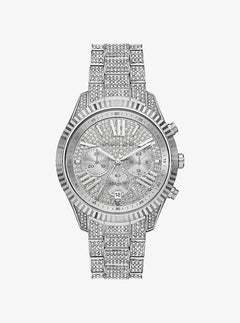 Michael Kors Oversized Lexington Pav Silver-Tone Watch