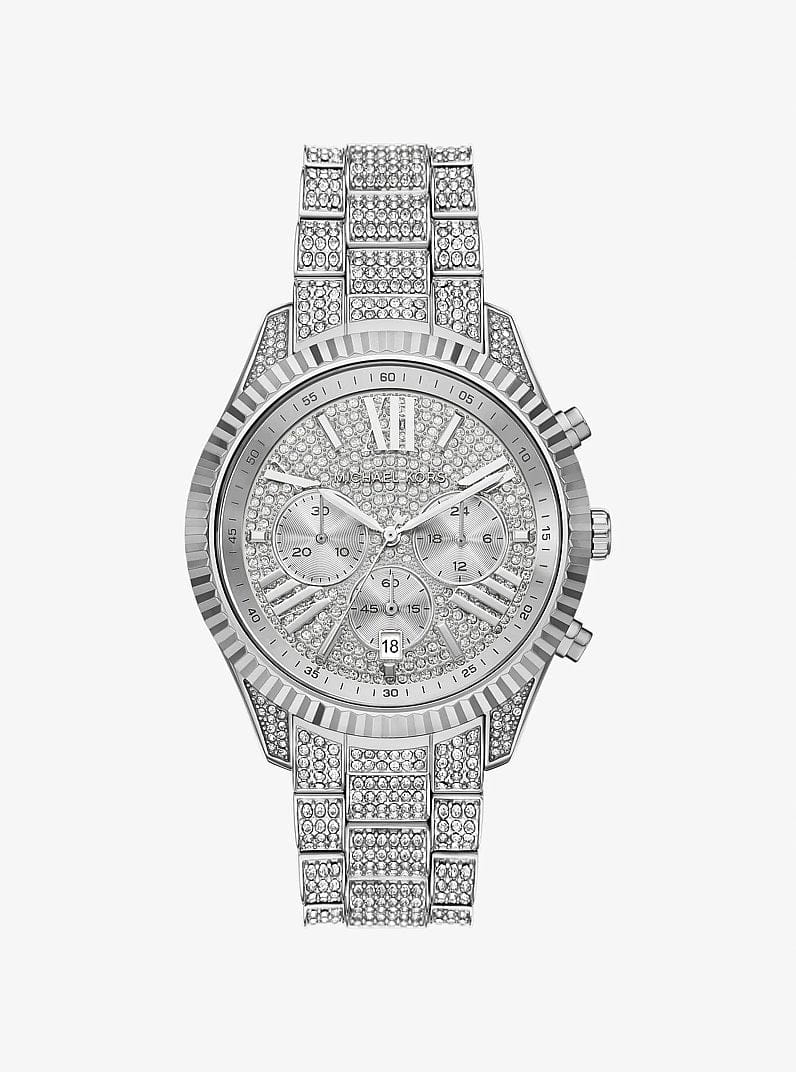 Michael Kors Oversized Lexington Pav Silver-Tone Watch