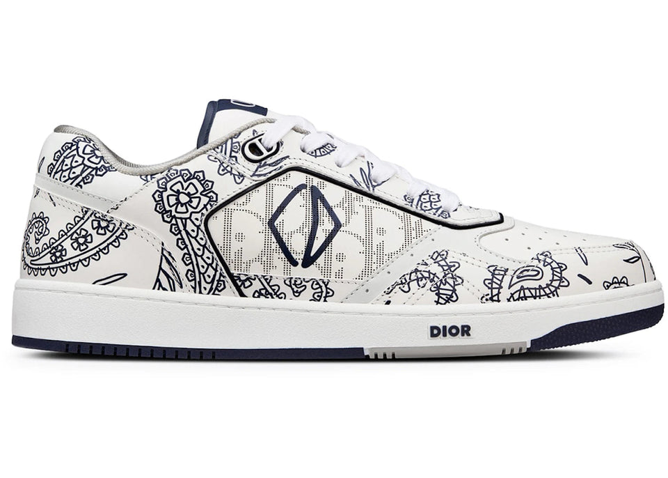 Dior B27 Low White Navy Blue Cd Paisley White Dior Oblique