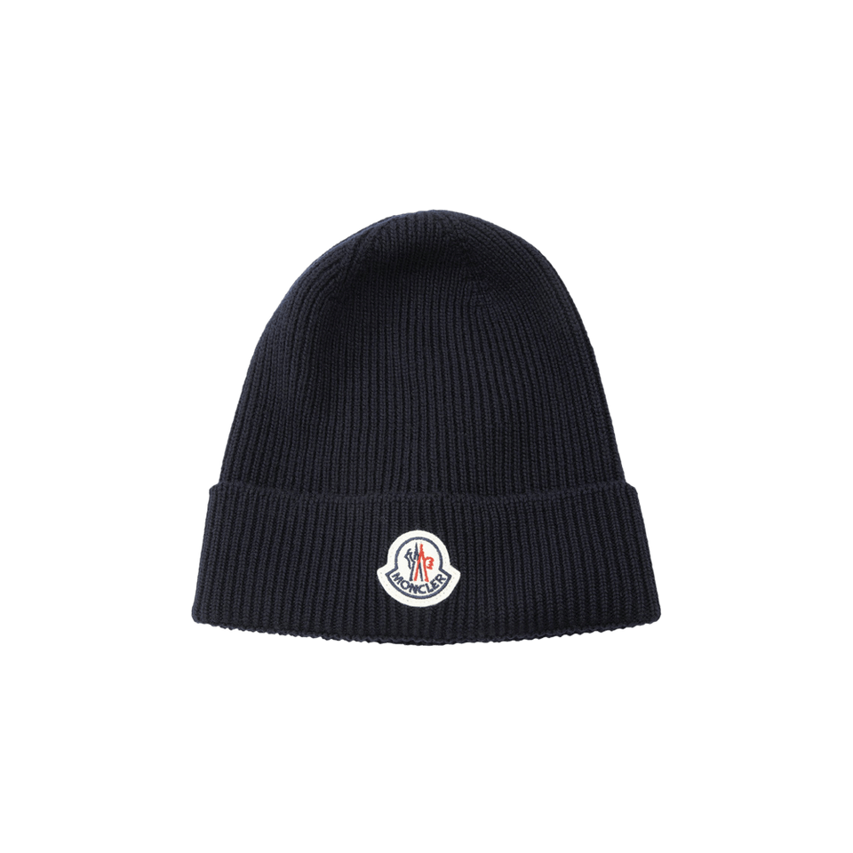 Moncler Logo Beanie Blue