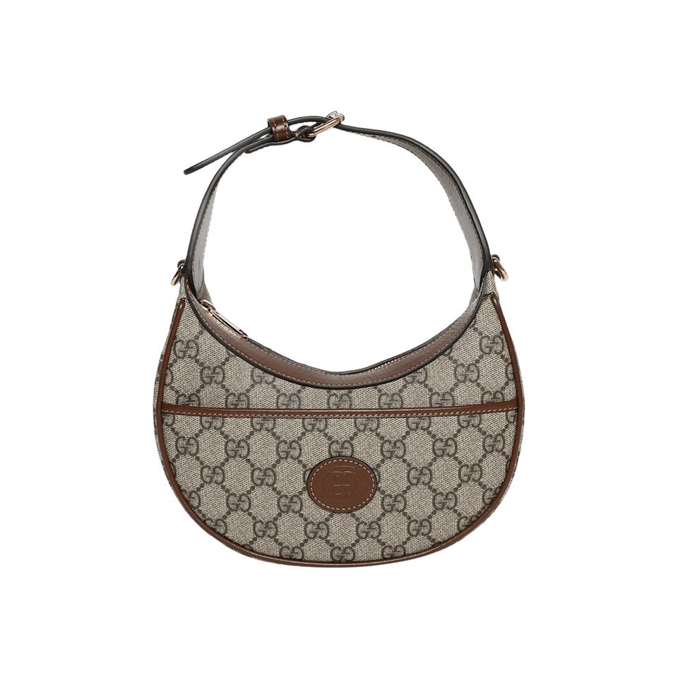 Gucci Half Moon Shaped Mini Bag With Interlocking G Beige/Ebony Supreme