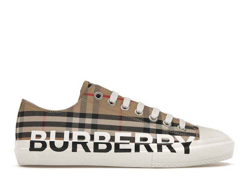 Burberry Logo Print Vintage Check Cotton Sneakers Archive Beige (Women's)