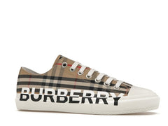 Burberry Logo Print Vintage Check Cotton Sneakers Archive Beige (Women's)