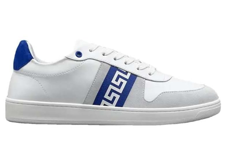 Versace Leather Low Top Sneaker White Grey Blue