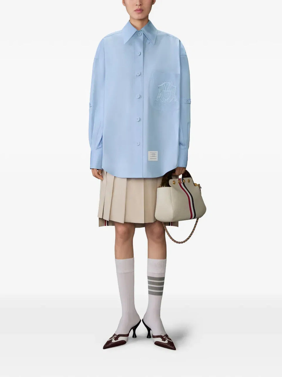 point-collar long-sleeve shirt