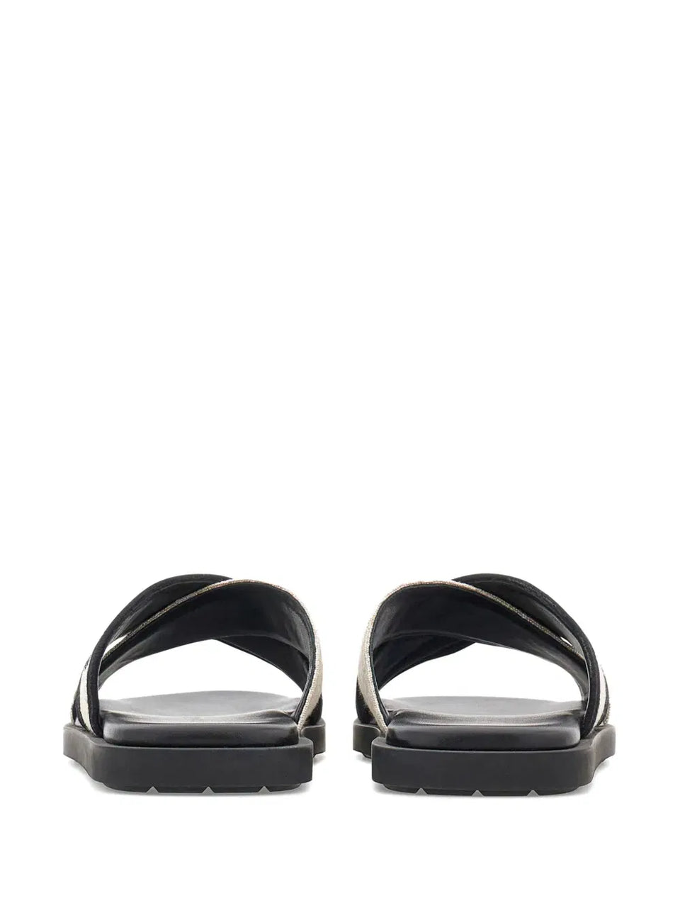 Ferragamo crossover-strap cotton sandals light beige/black