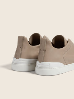 Zegna Light Taupe Triple Stitch Secondskin Sneakers