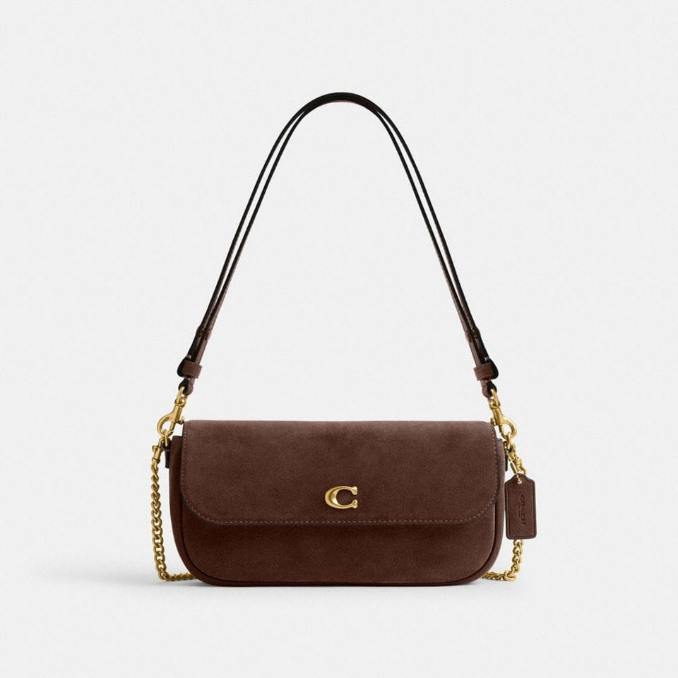 Coach Brook Flap Chain Bag Brass Dark Chocolate