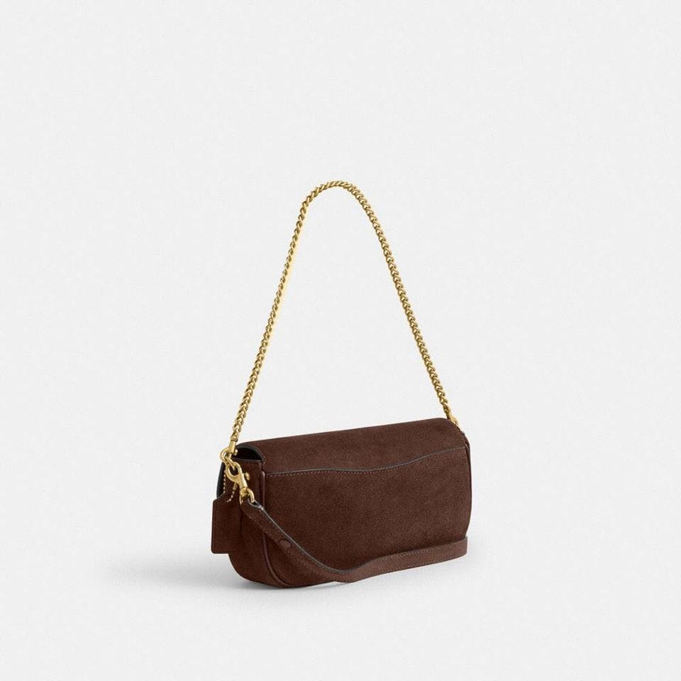 Coach Brook Flap Chain Bag Brass Dark Chocolate