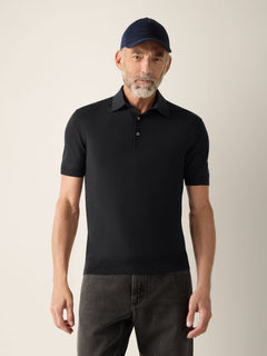 Zegna Black Wool Polo Shirt