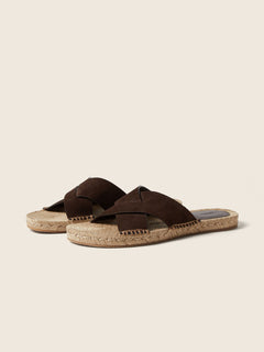 Zegna Dark Brown Suede Espadrille Sandals