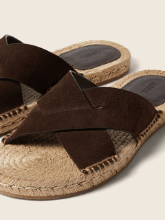 Zegna Dark Brown Suede Espadrille Sandals
