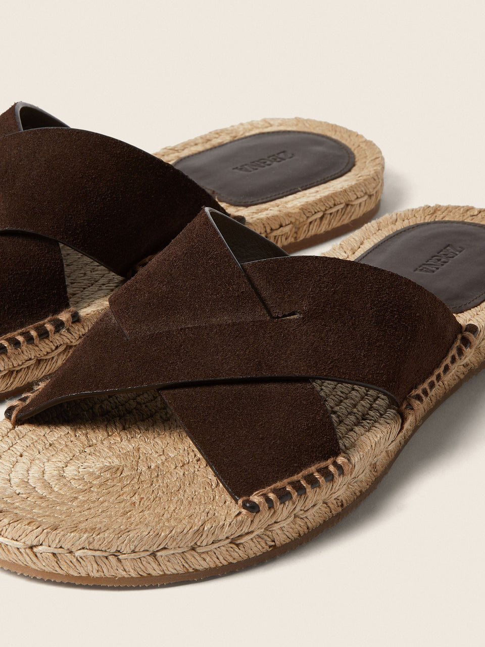 Zegna Dark Brown Suede Espadrille Sandals