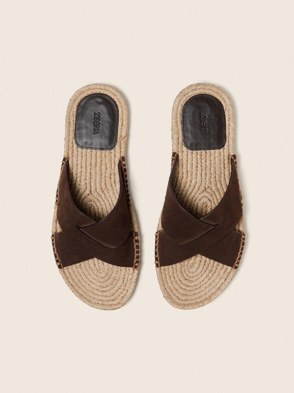 Zegna Dark Brown Suede Espadrille Sandals