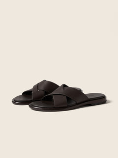 Zegna Dark Brown Leather Sandal