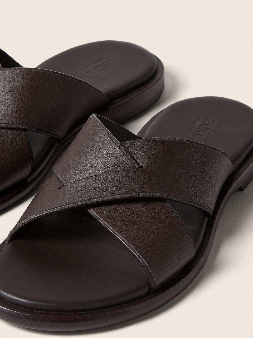 Zegna Dark Brown Leather Sandal