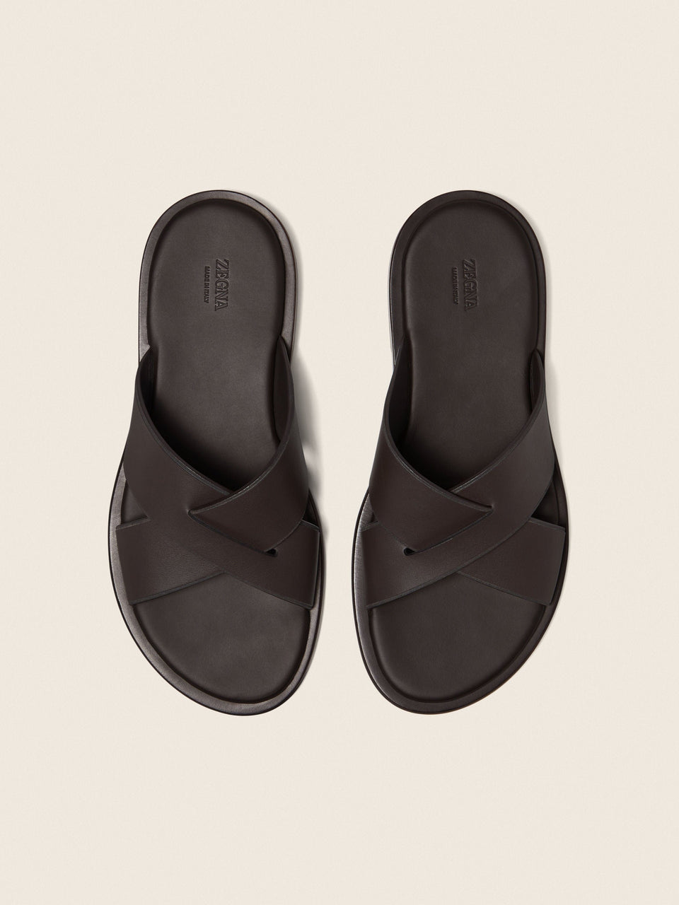 Zegna Dark Brown Leather Sandal
