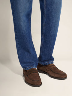 Zegna Dark Brown Suede Mocassin Corso Loafers