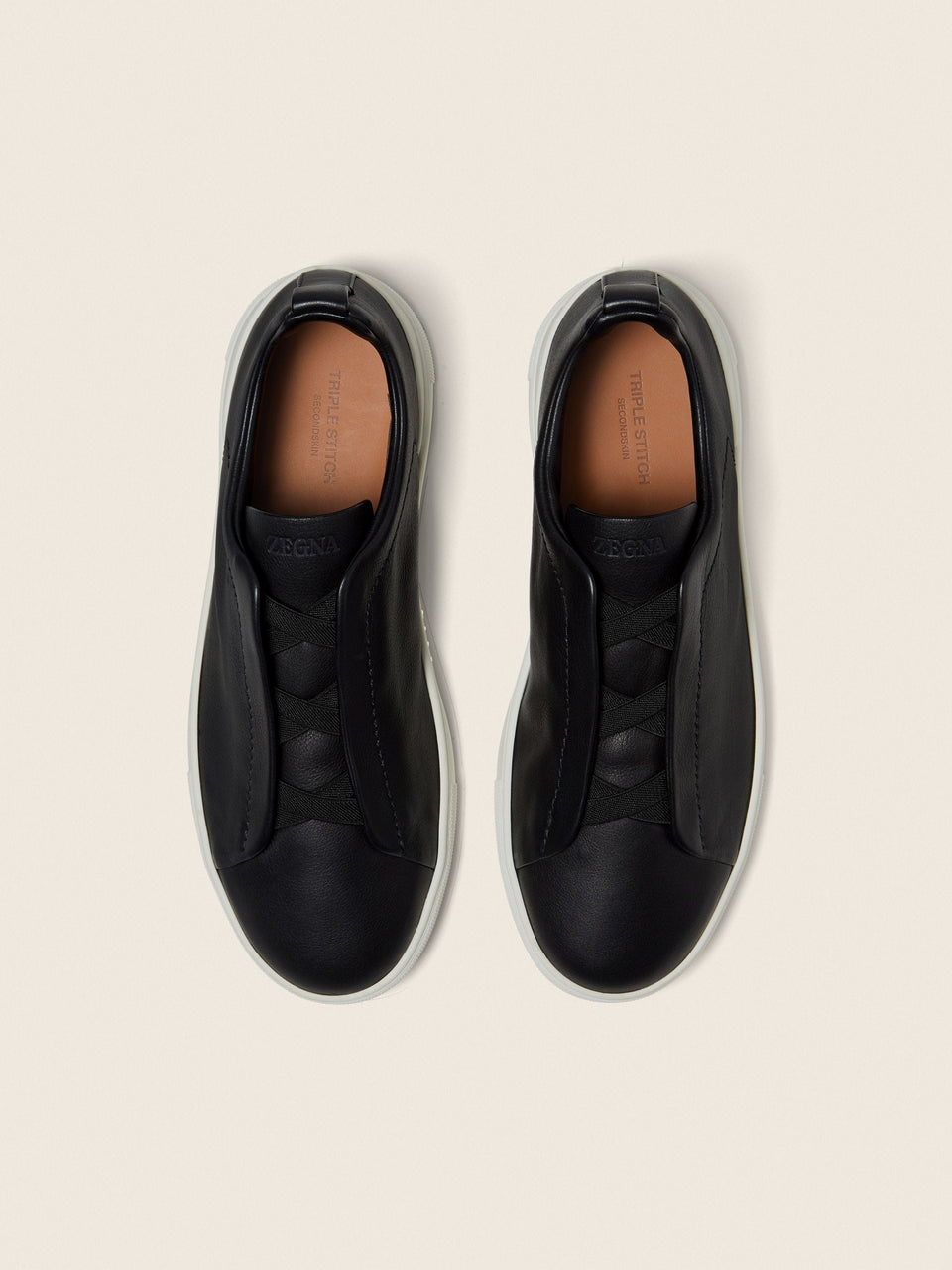 Zegna Black Triple Stitch Secondskin Sneakers