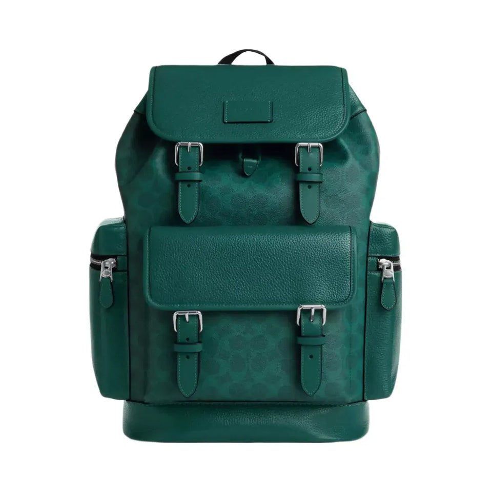 Coach Sprint Backpack In Colorblock Signature Canvas Silver Sea Green