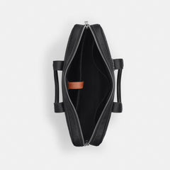 Coach Austin Brief In Signature Leather Silver Black