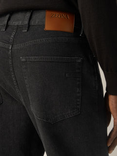 Zegna Dark Grey Stone-Washed Stretch Cotton Roccia Jeans