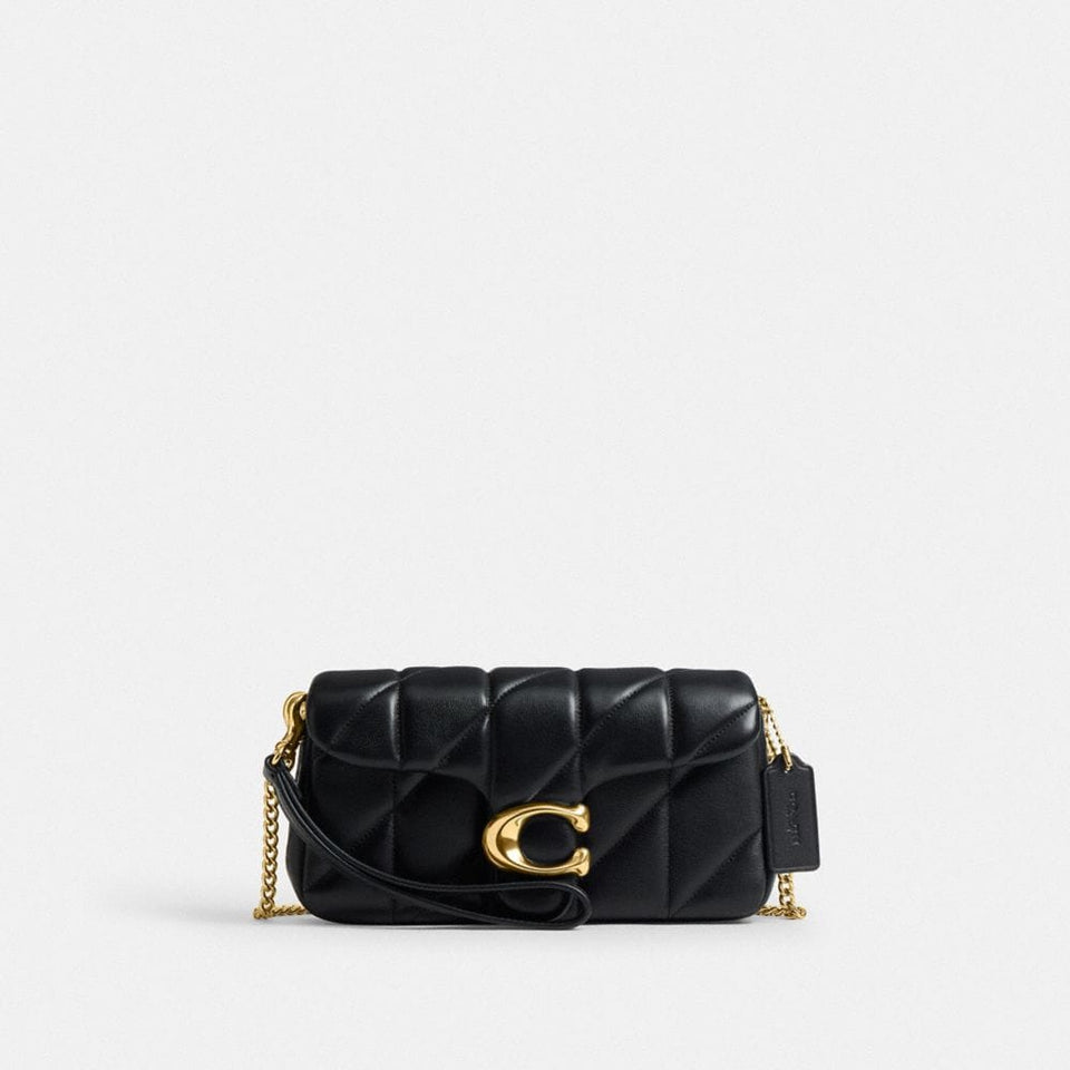 Coach Tabby Chain Crossbody Bag 19 With Quilting Brass Black