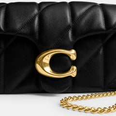 Coach Tabby Chain Crossbody Bag 19 With Quilting Brass Black