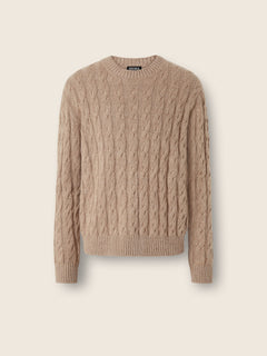 Zegna Beige Mlange Linen Cashmere And Silk Crewneck