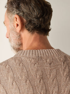 Zegna Beige Mlange Linen Cashmere And Silk Crewneck