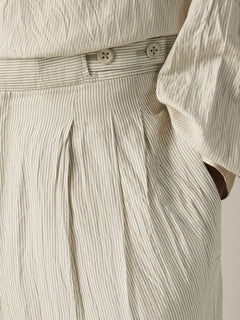 Zegna White And Light Grey Silk Pants