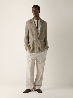 Zegna White And Light Grey Silk Pants