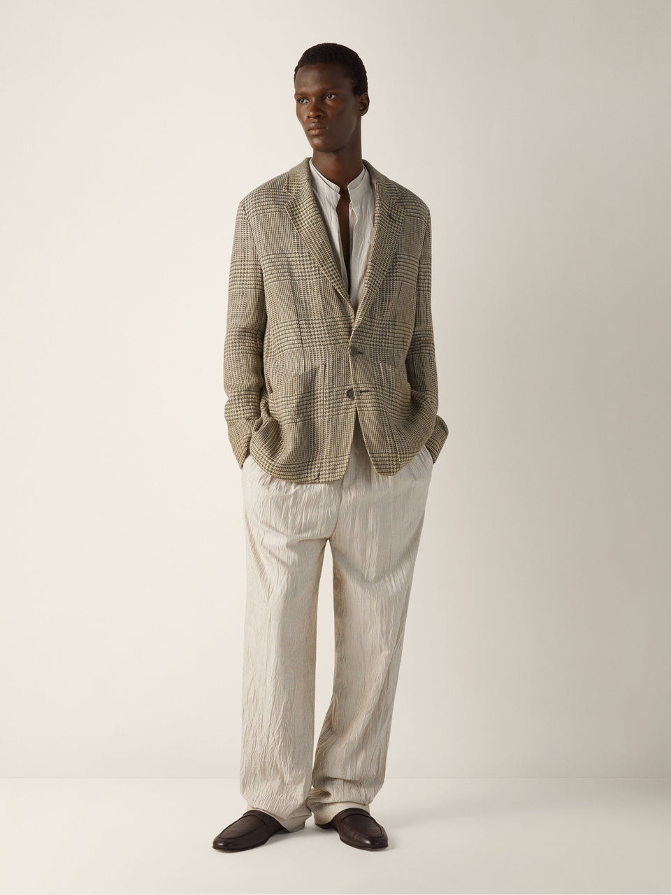 Zegna White And Light Grey Silk Pants
