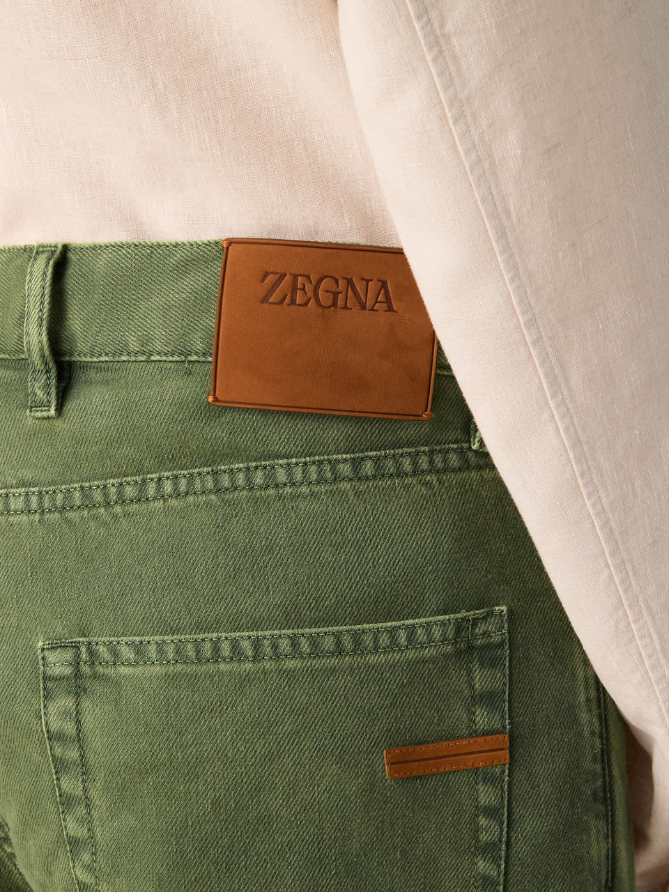Zegna Pine Green Stretch Cotton And Linen Roccia Pants