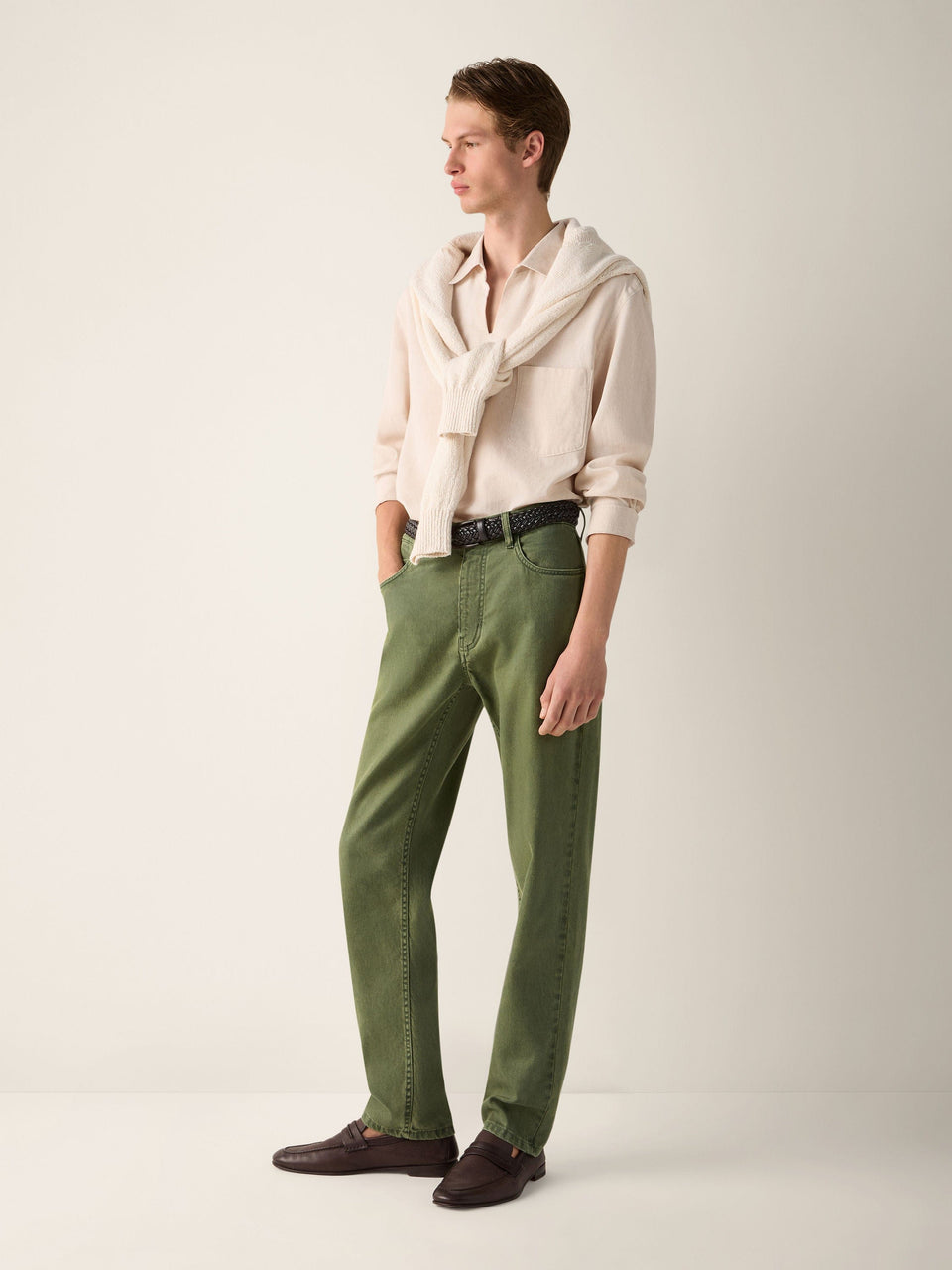 Zegna Pine Green Stretch Cotton And Linen Roccia Pants