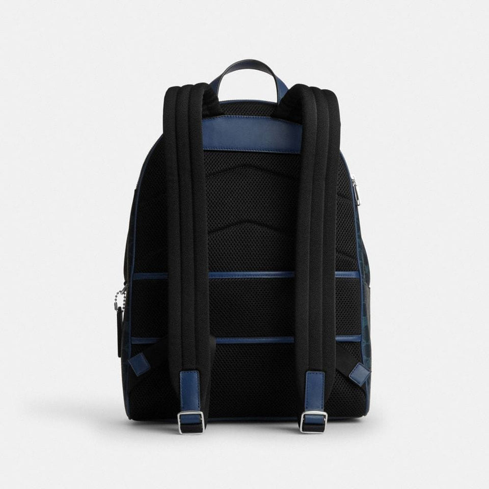 Coach Taylor Backpack In Signature Canvas Silver Ink Blue