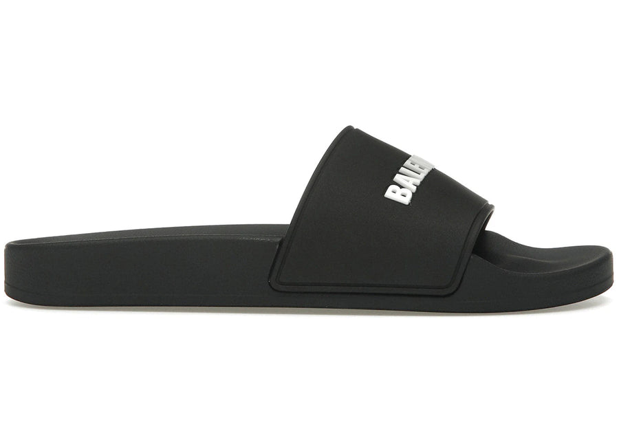 Balenciaga Pool Slide Black White Womens