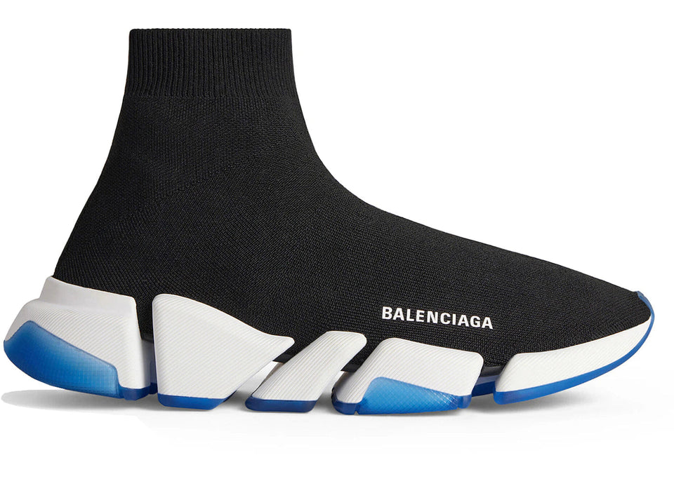 Balenciaga Speed 2.0 Clear Sole Black White Blue
