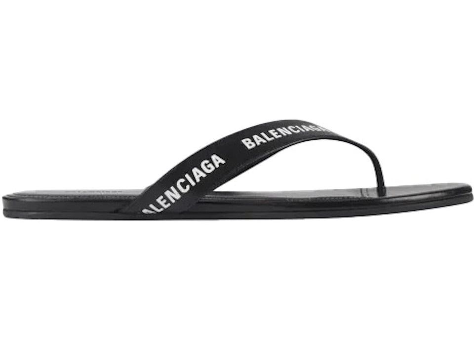 Balenciaga Wmns Flip Flop Slides 'Allover Logo - Black'