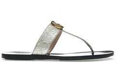 Gucci Marmont Thong Sandals Platinum Womens