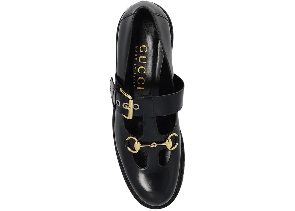 Gucci Horsebit Leather Loafers Black Womens