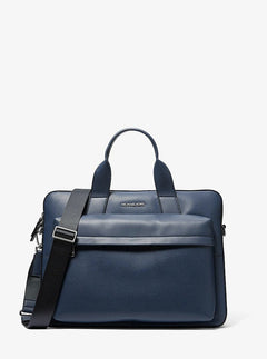 Michael Kors Pacey Medium Pebbled Leather Pocket Briefcase Navy