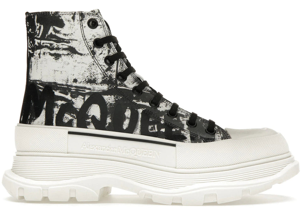 Alexander McQueen Tread Slick Boot Graffiti Logo - Black