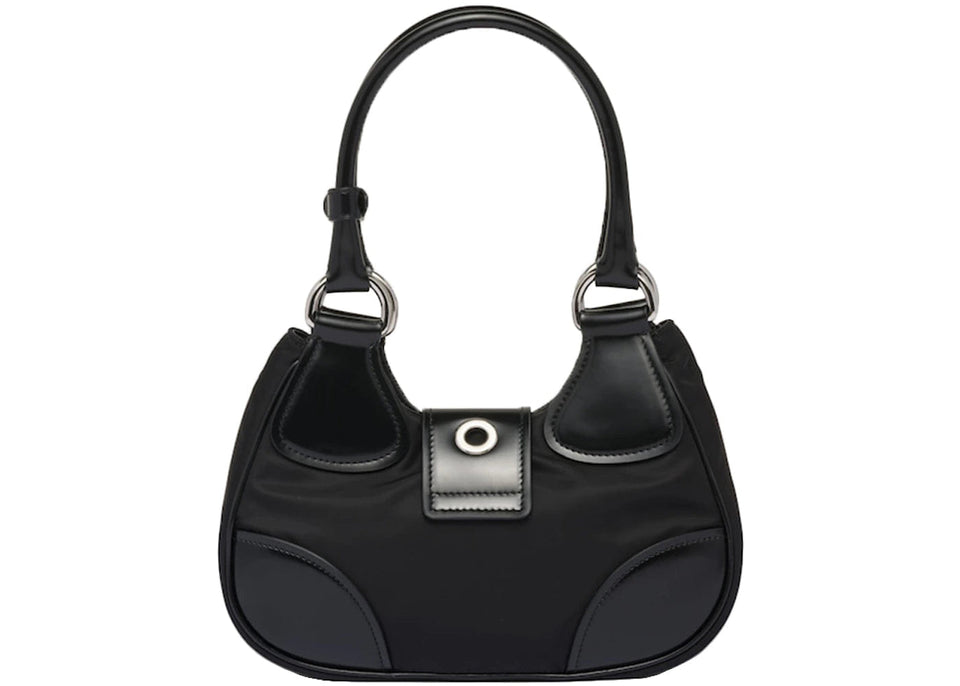 Prada Moon Re-Nylon And Leather Bag Black