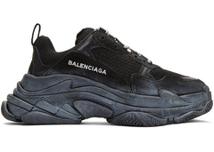 Balenciaga Triple S Synthetic Leather Triple Black Womens