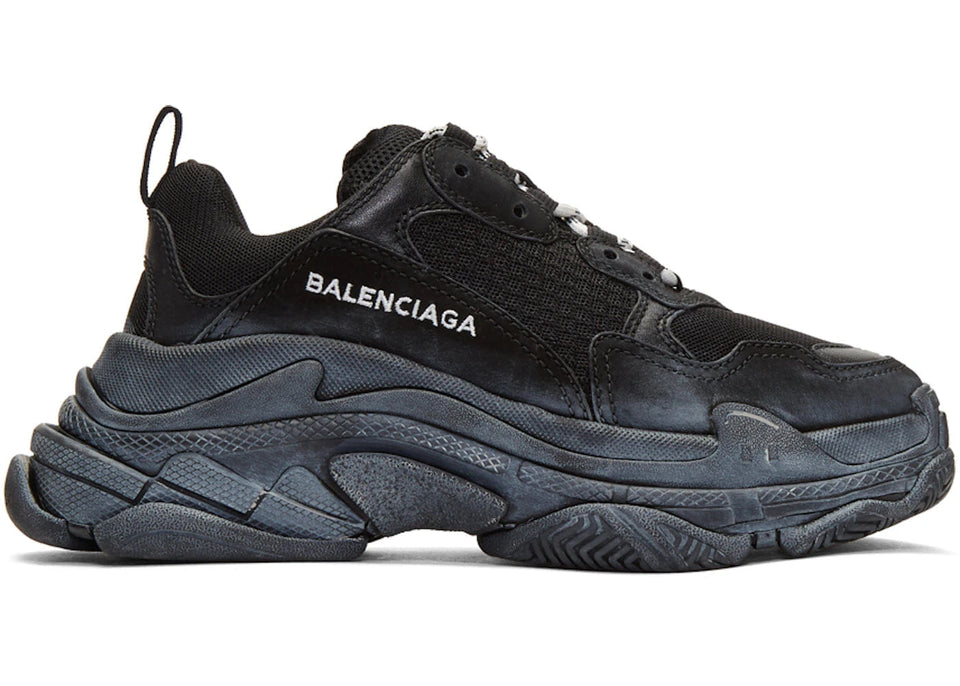 Balenciaga Triple S Synthetic Leather Triple Black Womens