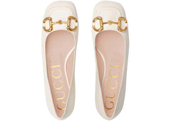 Gucci Horsebit Ballet Flat White Leather