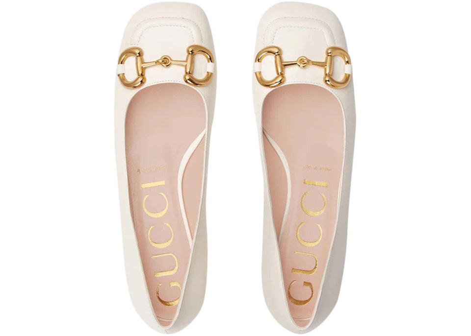 Gucci Horsebit Ballet Flat White Leather