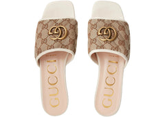 Gucci Double G Slide Sandal White Canvas