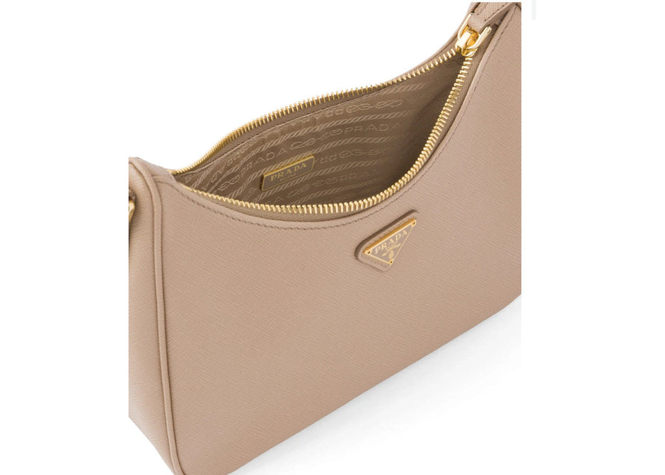 Prada Re-Edition 2005 Saffiano Leather Bag Cameo Beige